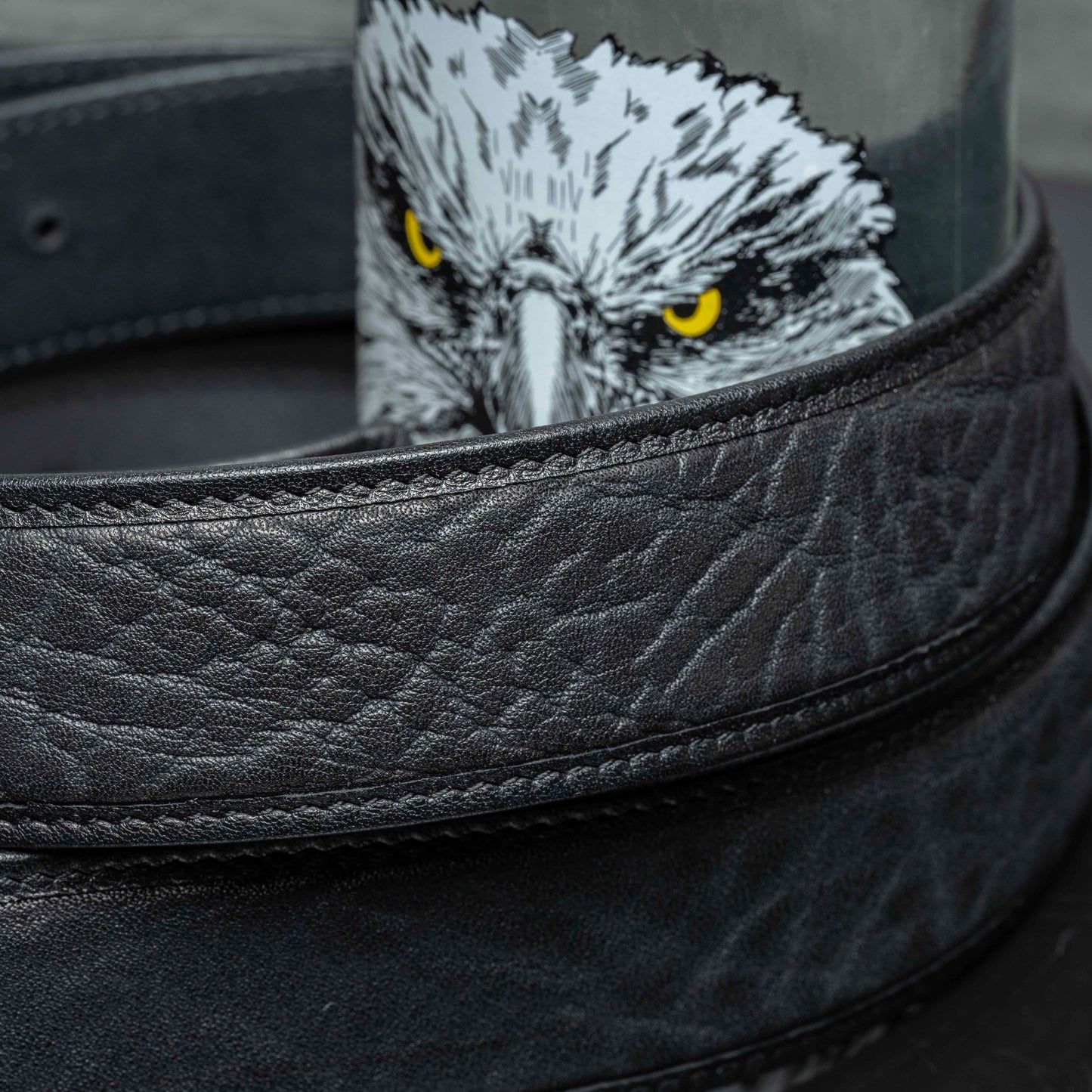 POSAN Belt PSB-002 Titanium Buckle Belt with Wild Cowhide – Bold Texture & Timascus Options