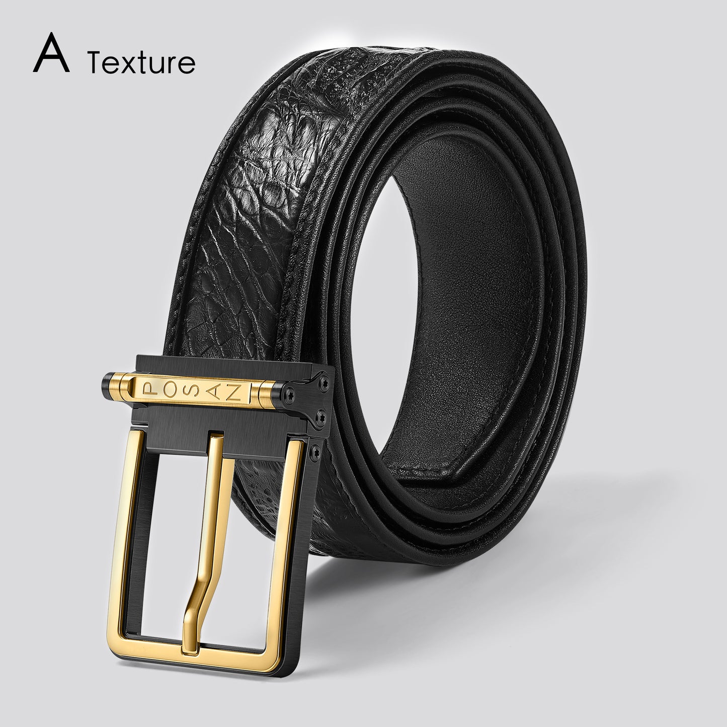 POSAN Belt PSB-002 Titanium Buckle Belt with Wild Cowhide – Bold Texture & Timascus Options