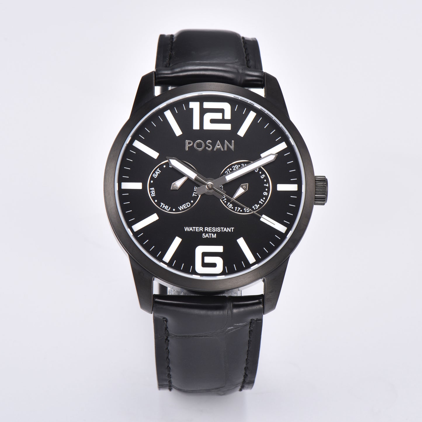 POSAN Watch PSW-005G Dual-Eye Titanium Alloy Watch with Spherical Sapphire Crystal, Calendar Display & Ultra-Light Design