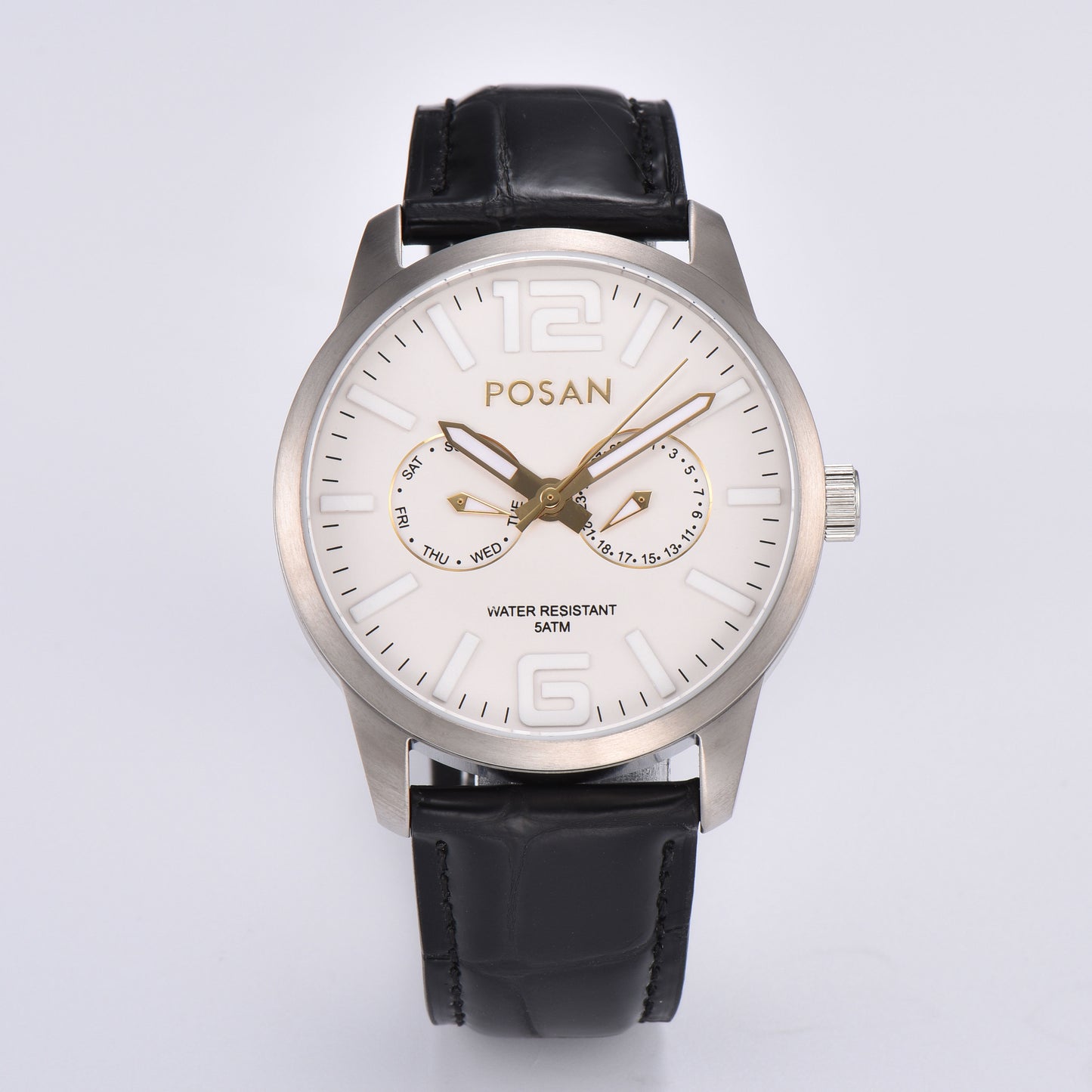 POSAN Watch PSW-005G Dual-Eye Titanium Alloy Watch with Spherical Sapphire Crystal, Calendar Display & Ultra-Light Design