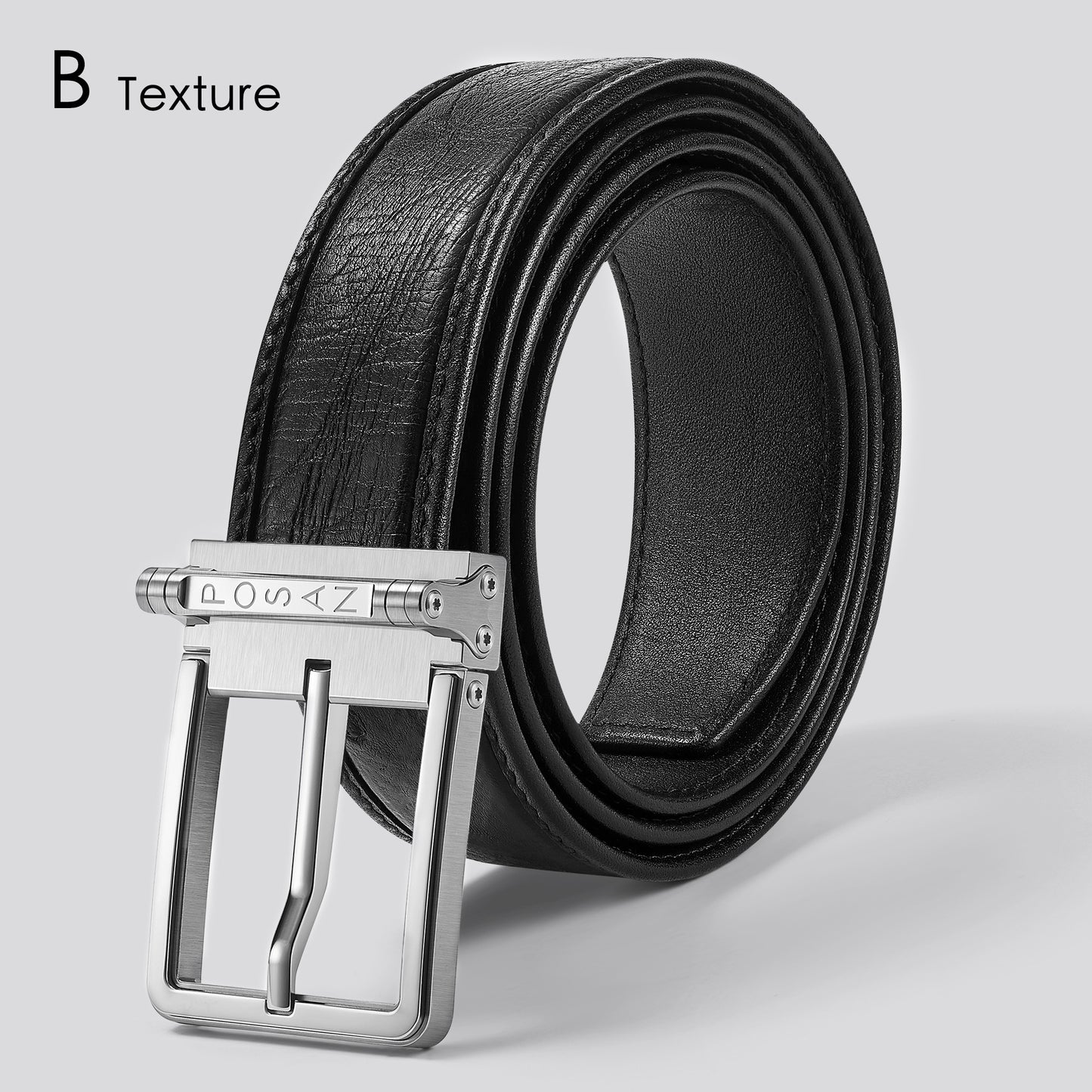 POSAN Belt PSB-002 Titanium Buckle Belt with Wild Cowhide – Bold Texture & Timascus Options