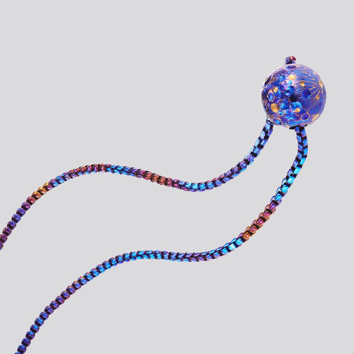 POSAN Necklace PSP-001 3D Titanium Planet Pendant with Anodized Gradient Finish & Matching Titanium Chain