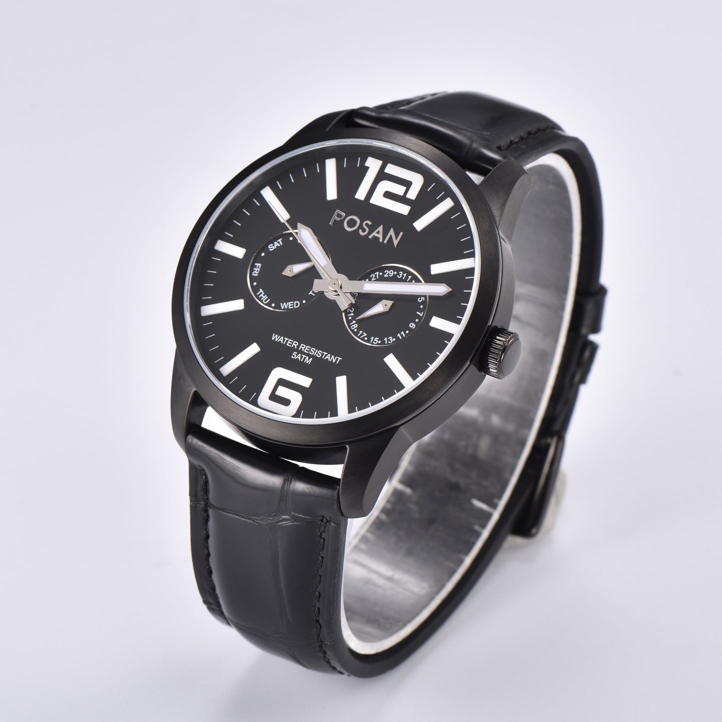 POSAN Watch PSW-005G Dual-Eye Titanium Alloy Watch with Spherical Sapphire Crystal, Calendar Display & Ultra-Light Design