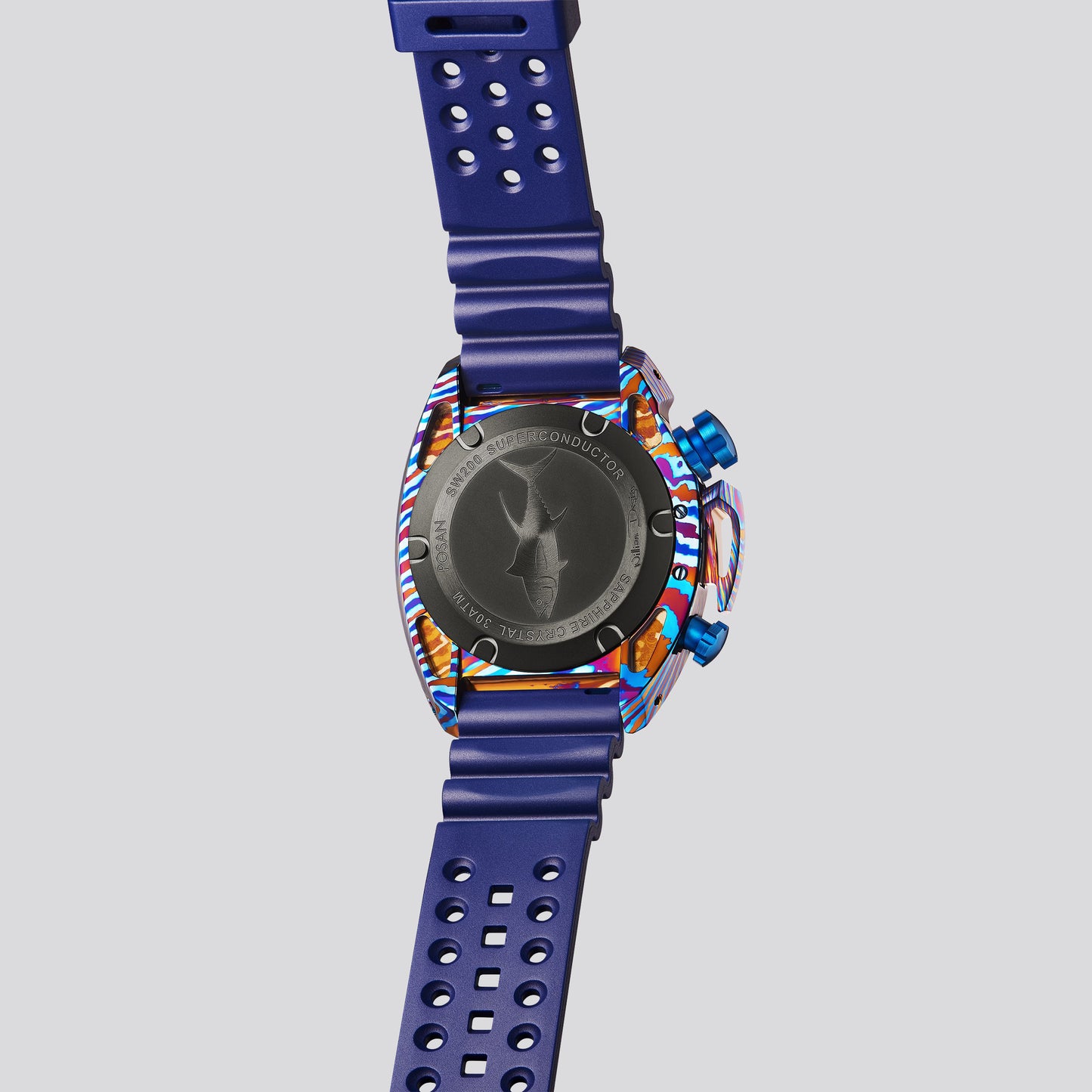 POSAN Watch PSW-009G 50ATM Titanium Diver Watch with Spherical Sapphire Crystal, Textured Case & Screw-Down Crown