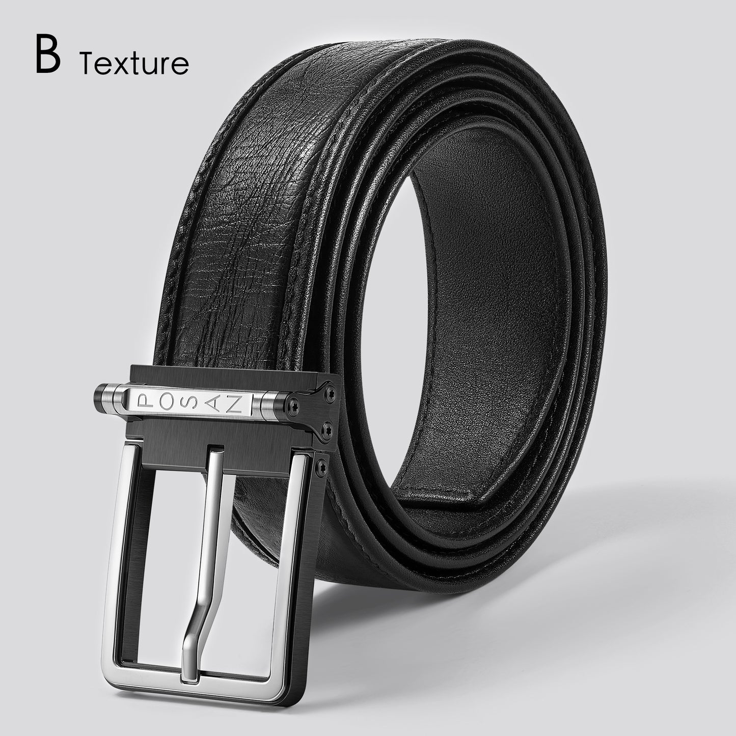 POSAN Belt PSB-002 Titanium Buckle Belt with Wild Cowhide – Bold Texture & Timascus Options