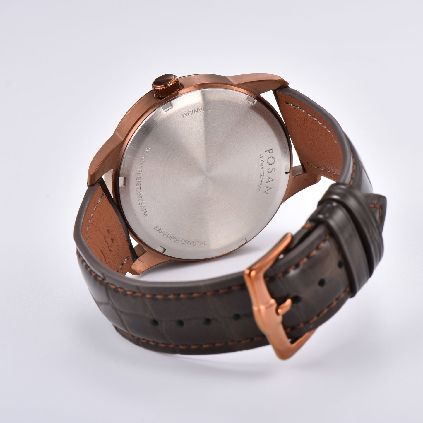 POSAN Watch PSW-005G Dual-Eye Titanium Alloy Watch with Spherical Sapphire Crystal, Calendar Display & Ultra-Light Design