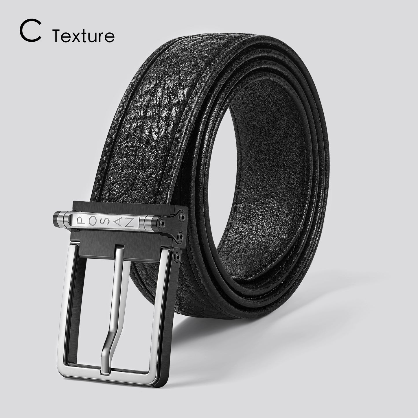 POSAN Belt PSB-002 Titanium Buckle Belt with Wild Cowhide – Bold Texture & Timascus Options