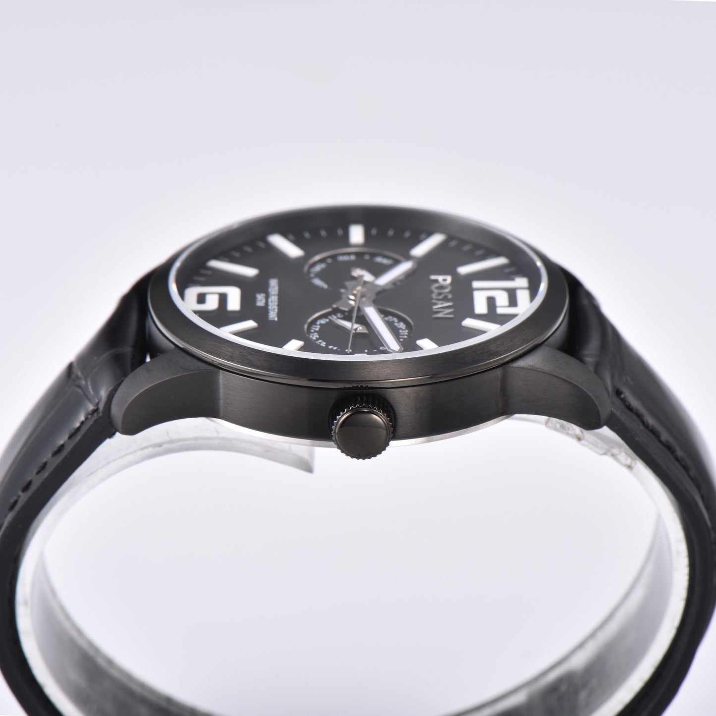 POSAN Watch PSW-005G Dual-Eye Titanium Alloy Watch with Spherical Sapphire Crystal, Calendar Display & Ultra-Light Design