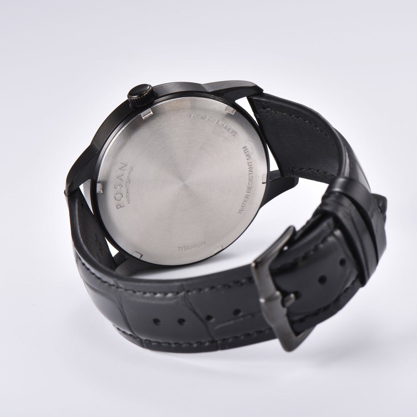 POSAN Watch PSW-005G Dual-Eye Titanium Alloy Watch with Spherical Sapphire Crystal, Calendar Display & Ultra-Light Design