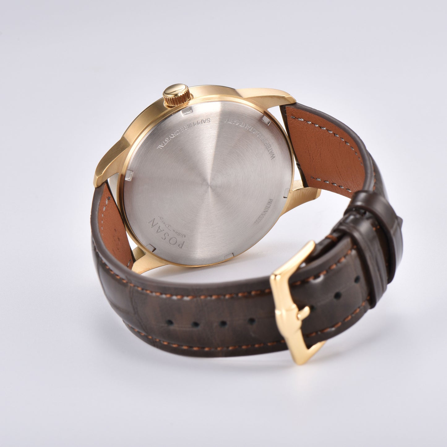 POSAN Watch PSW-005G Dual-Eye Titanium Alloy Watch with Spherical Sapphire Crystal, Calendar Display & Ultra-Light Design