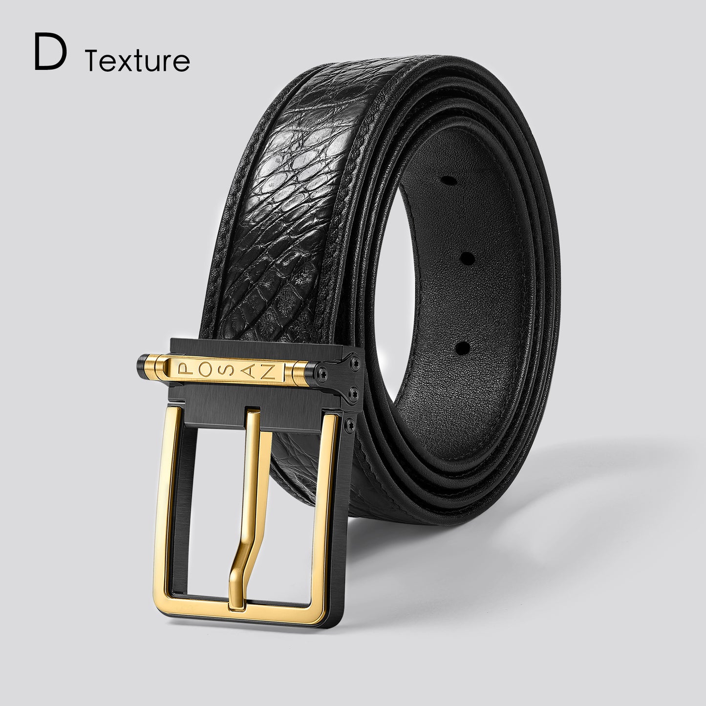 POSAN Belt PSB-002 Titanium Buckle Belt with Wild Cowhide – Bold Texture & Timascus Options
