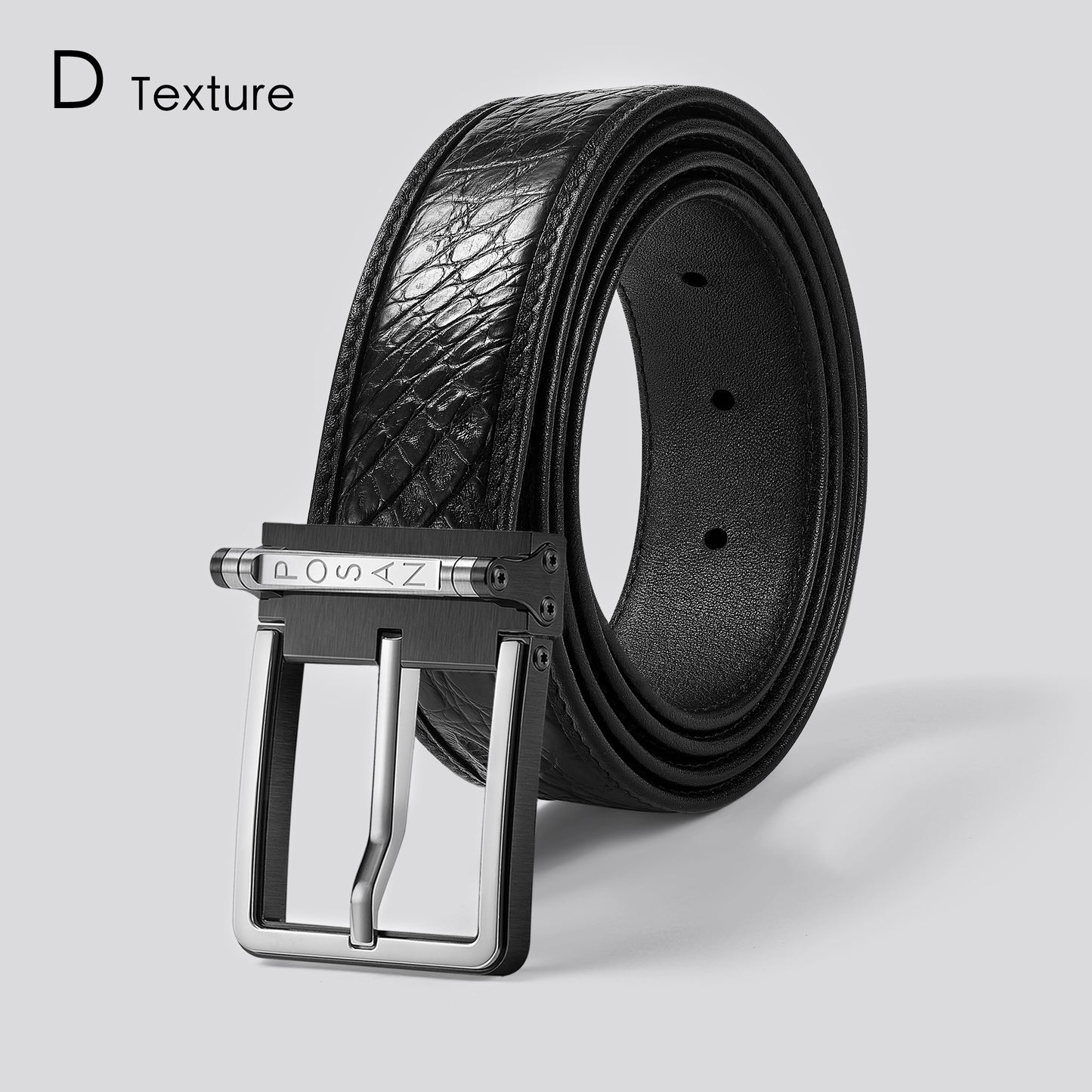 POSAN Belt PSB-002 Titanium Buckle Belt with Wild Cowhide – Bold Texture & Timascus Options