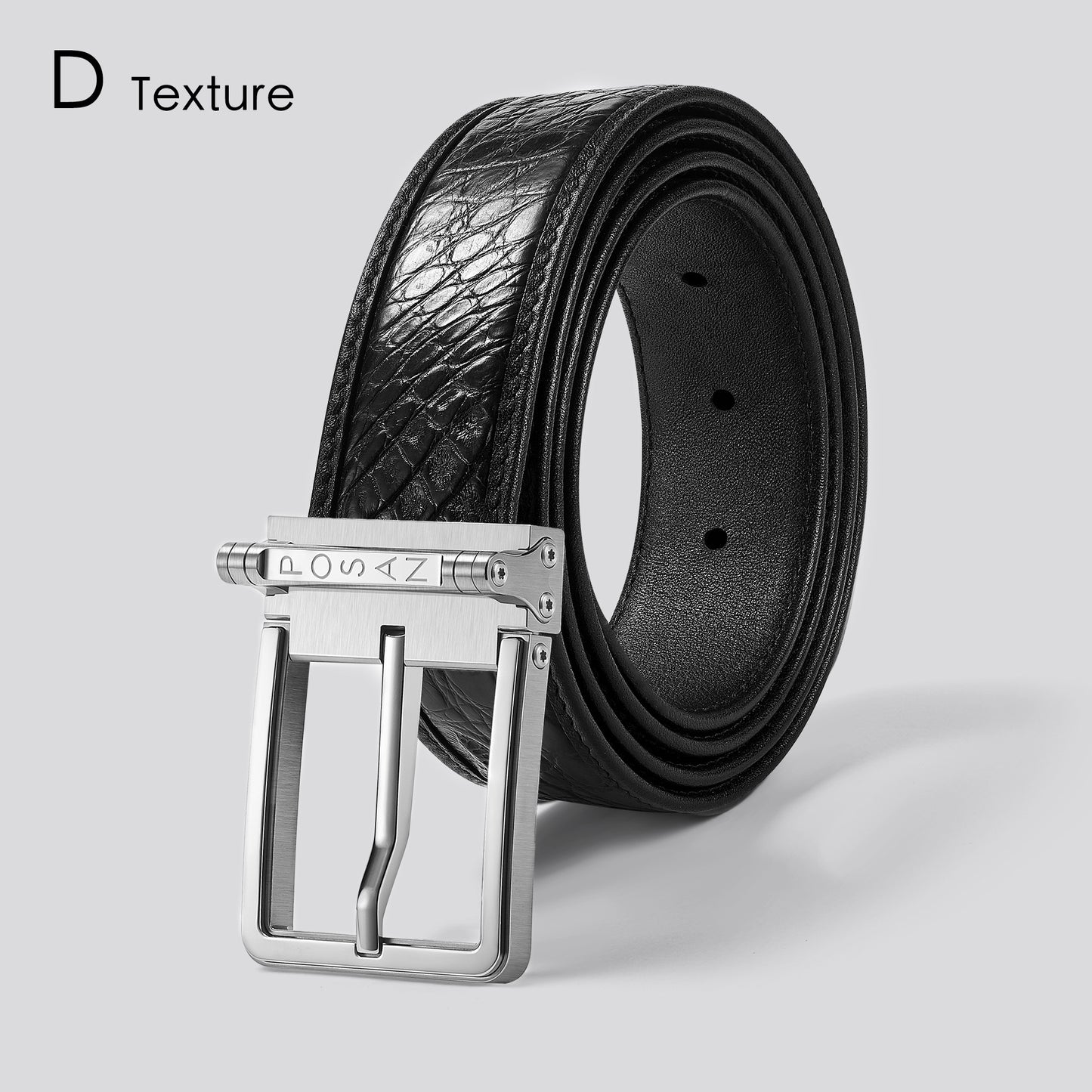 POSAN Belt PSB-002 Titanium Buckle Belt with Wild Cowhide – Bold Texture & Timascus Options