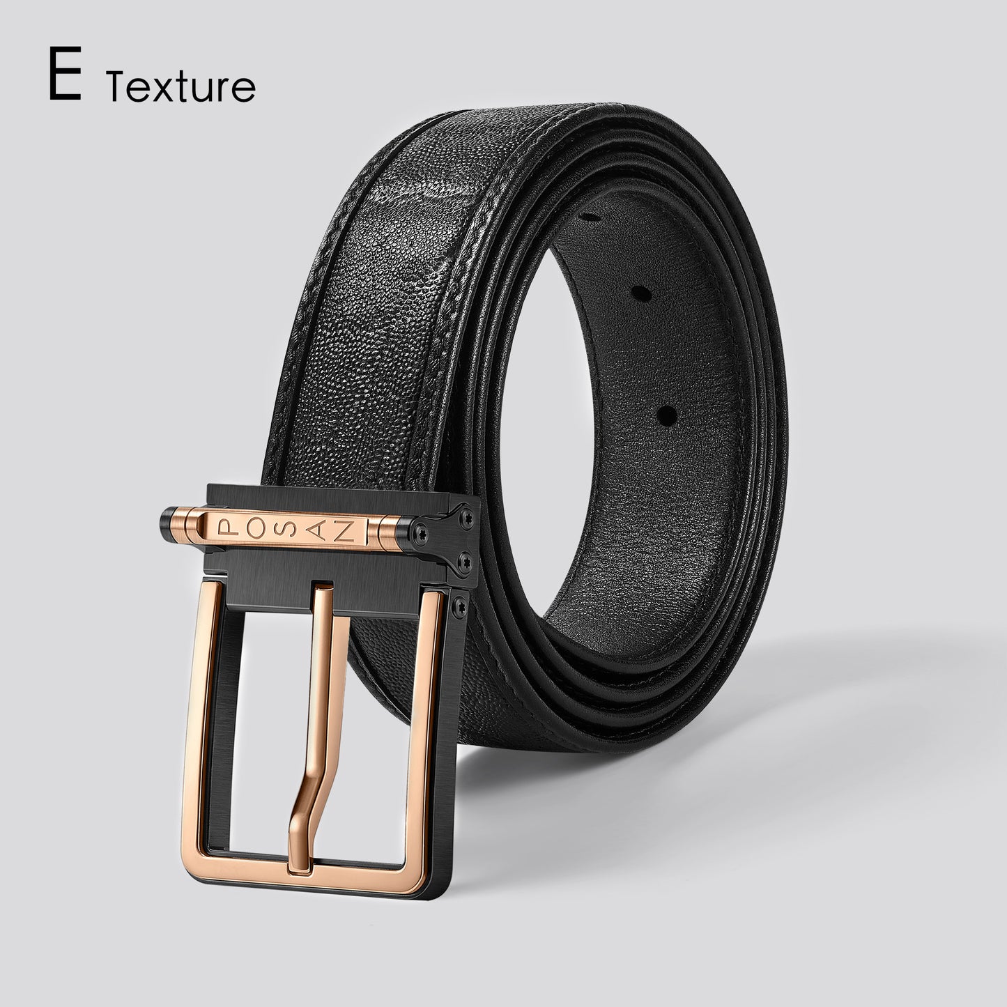 POSAN Belt PSB-002 Titanium Buckle Belt with Wild Cowhide – Bold Texture & Timascus Options