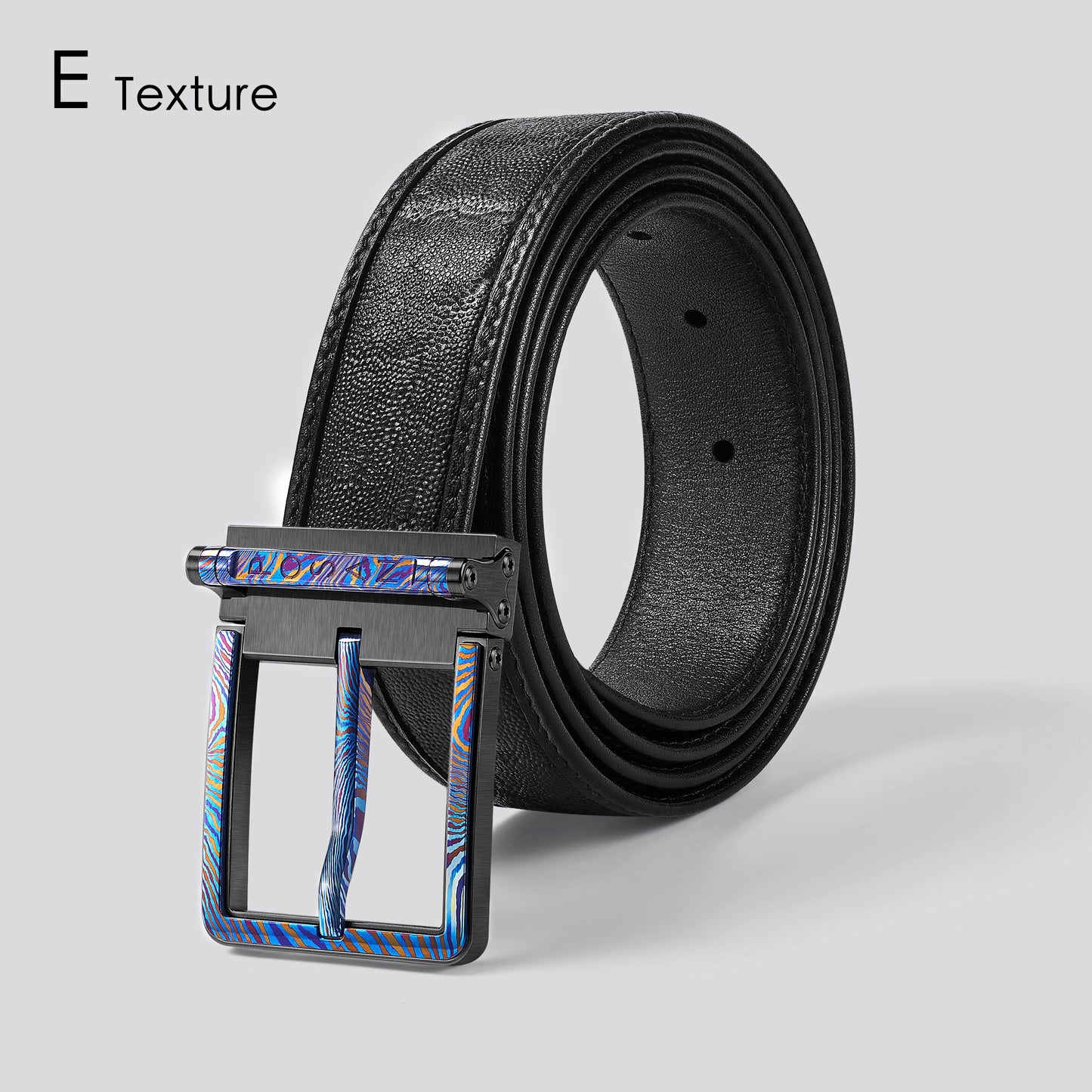 POSAN Belt PSB-002 Titanium Buckle Belt with Wild Cowhide – Bold Texture & Timascus Options