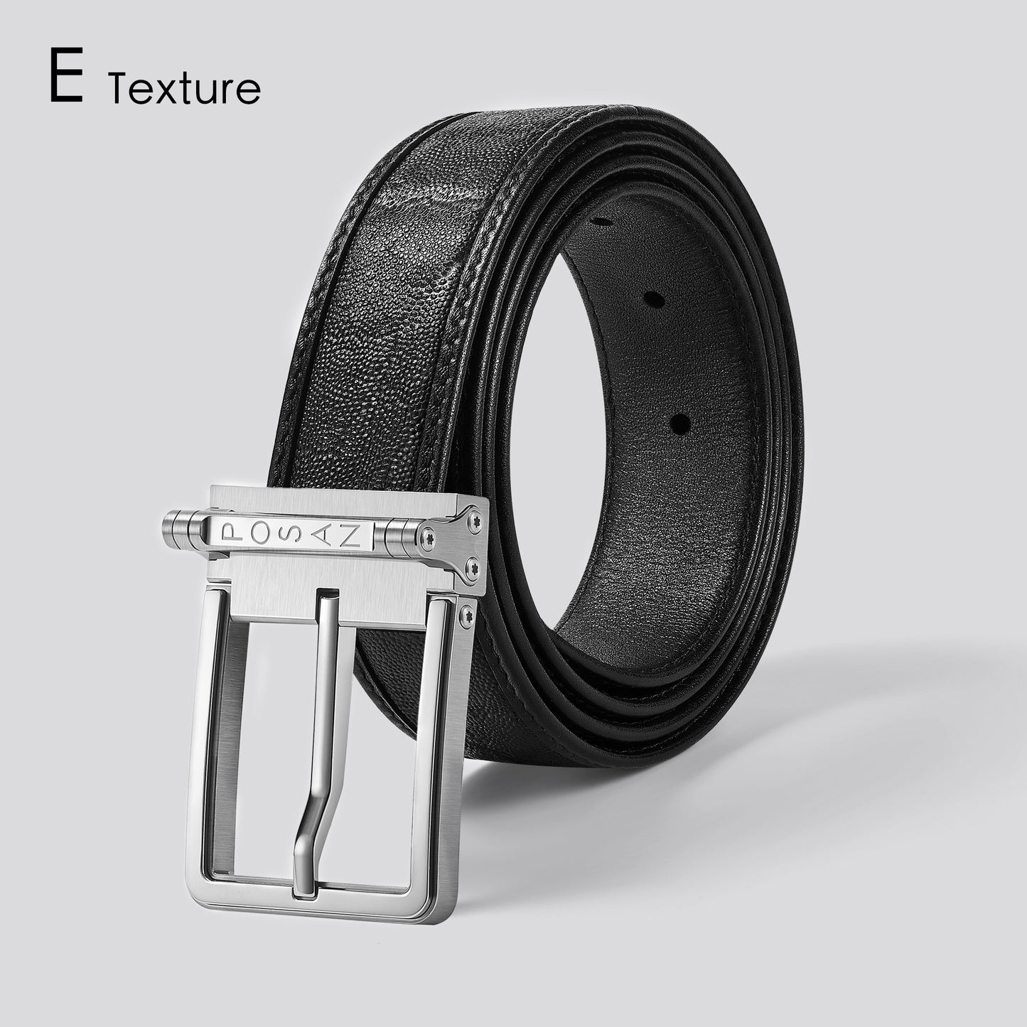 POSAN Belt PSB-002 Titanium Buckle Belt with Wild Cowhide – Bold Texture & Timascus Options
