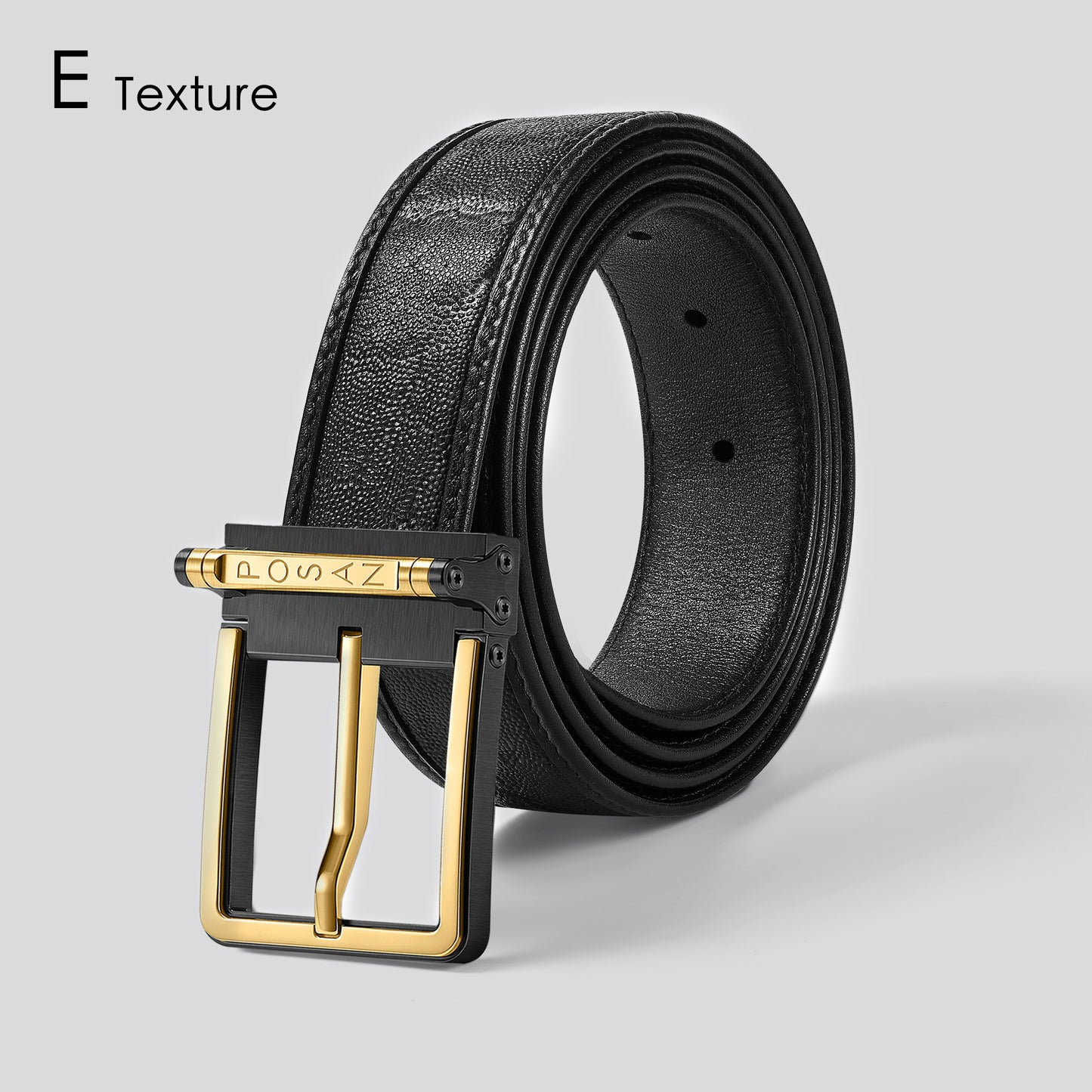 POSAN Belt PSB-002 Titanium Buckle Belt with Wild Cowhide – Bold Texture & Timascus Options