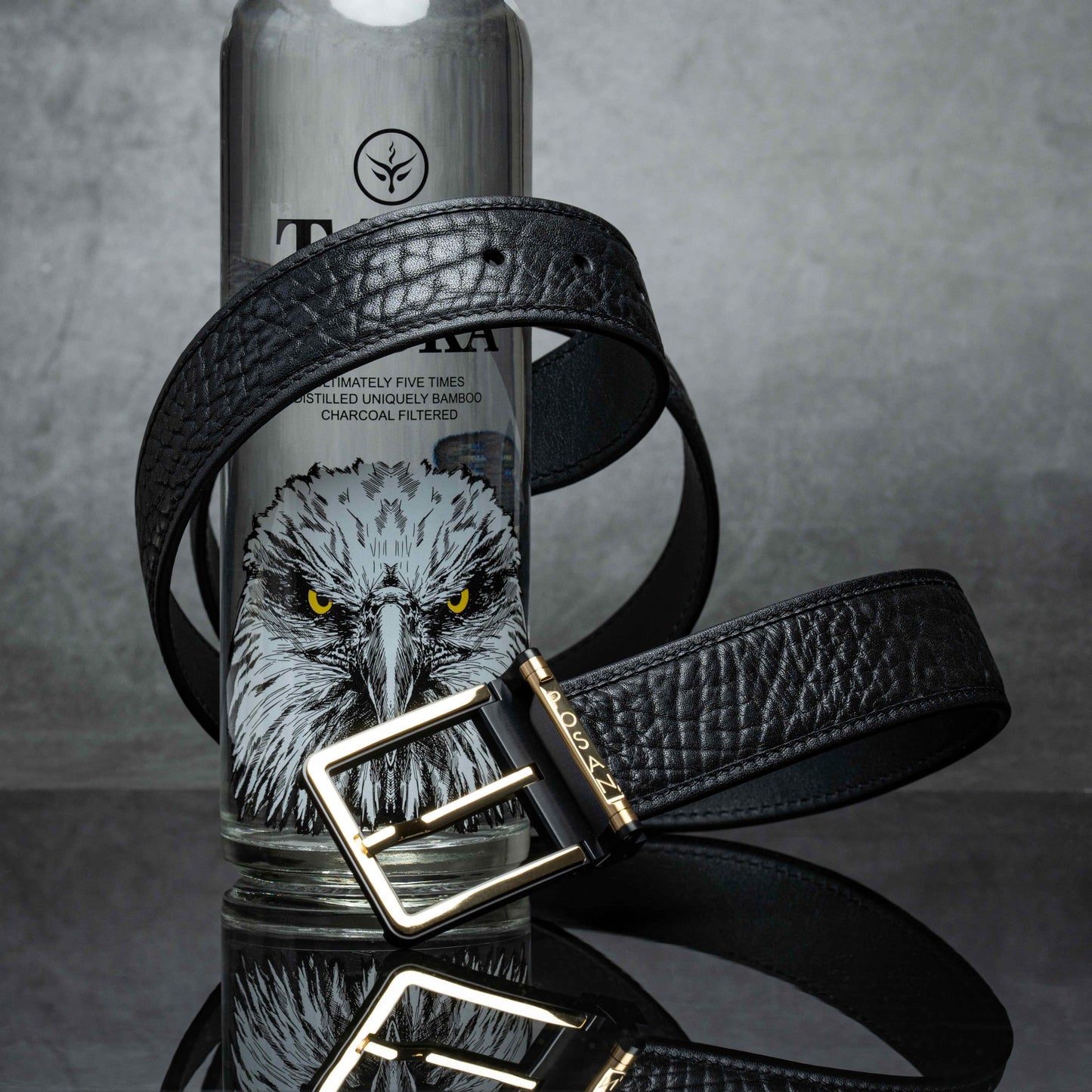 POSAN Belt PSB-002 Titanium Buckle Belt with Wild Cowhide – Bold Texture & Timascus Options