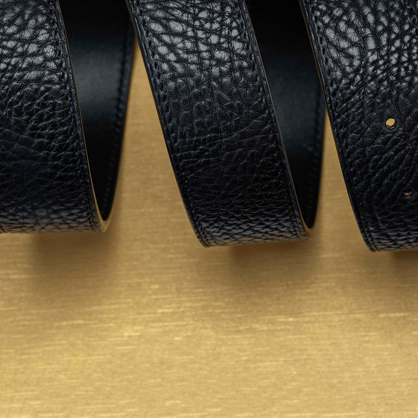 POSAN Belt PSB-001 Wild Cowhide Zodiac Plate Buckle Belt with Titanium & Black-Gold Electroplated Finish