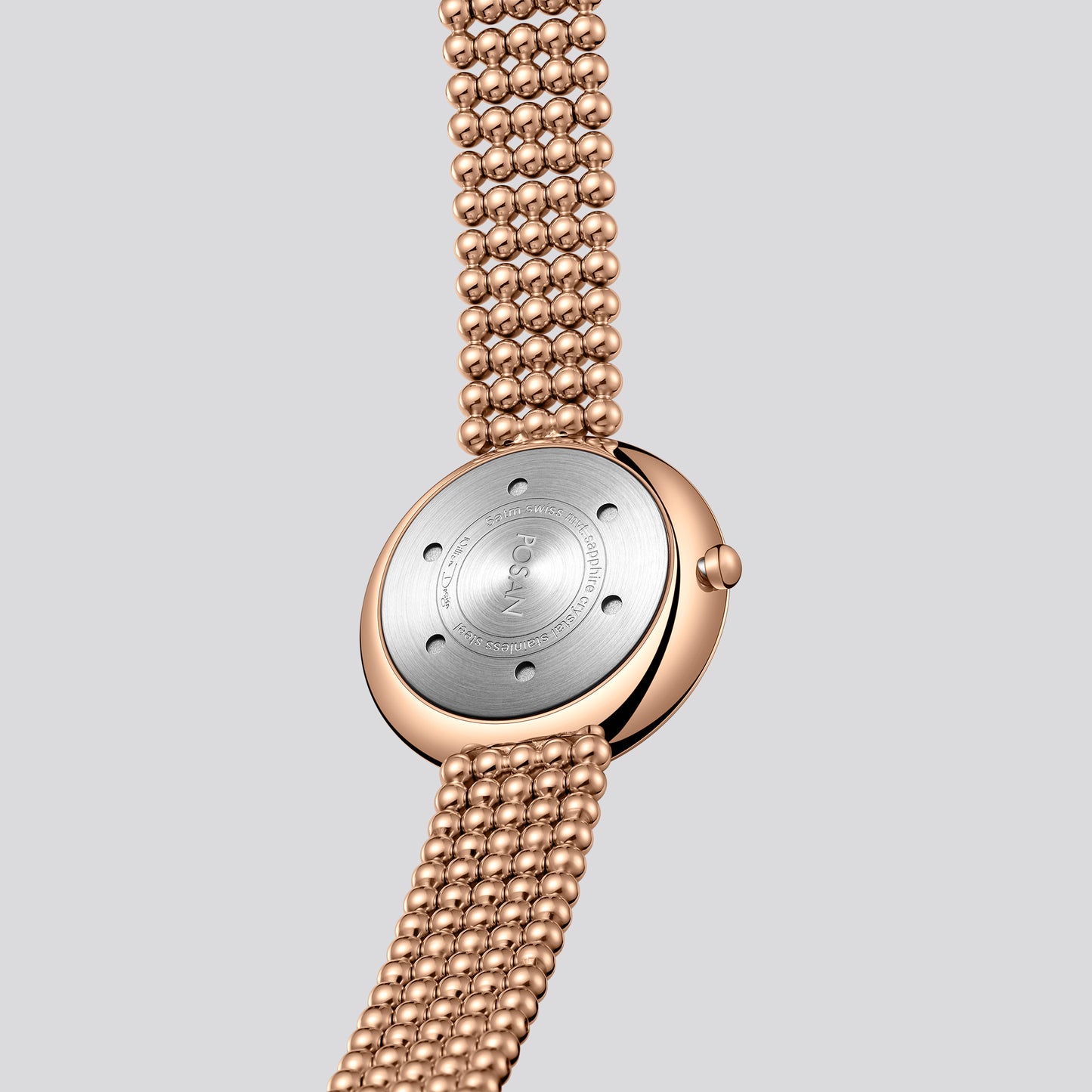 POSAN Watch PSW-001C Classic Zodiac Quartz Watch with Pearl Shell Dial, Gem-Set Constellations & Stainless Steel Bead Bracelet