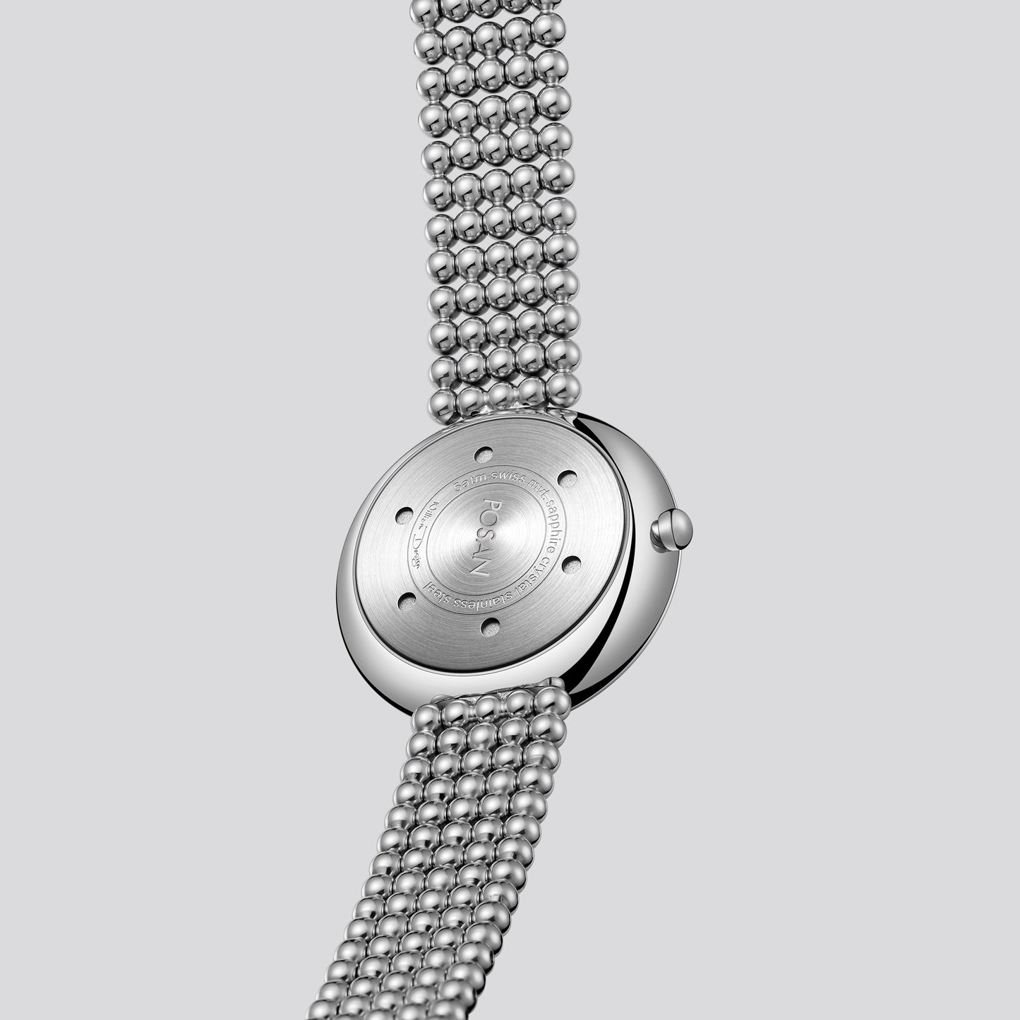 POSAN Watch PSW-001C Classic Zodiac Quartz Watch with Pearl Shell Dial, Gem-Set Constellations & Stainless Steel Bead Bracelet