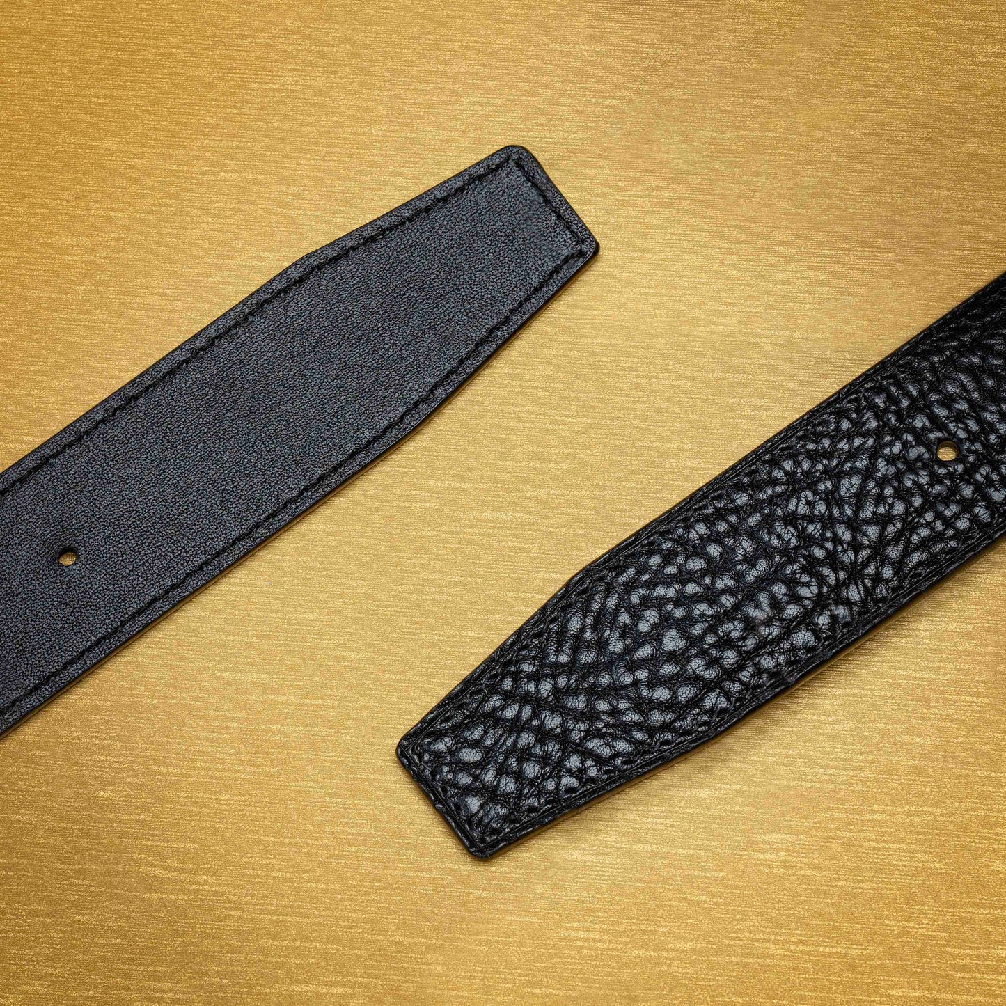 POSAN Belt PSB-001 Wild Cowhide Zodiac Plate Buckle Belt with Titanium & Black-Gold Electroplated Finish