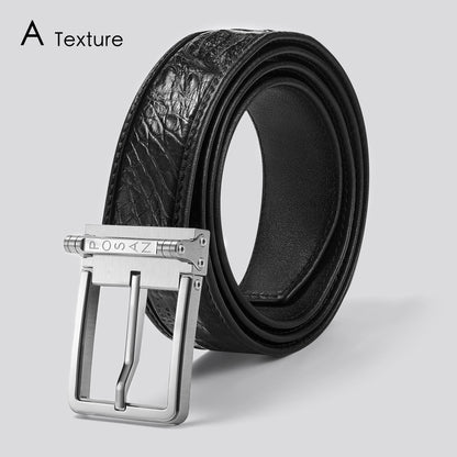 POSAN Belt PSB-002 Titanium Buckle Belt with Wild Cowhide – Bold Texture & Timascus Options