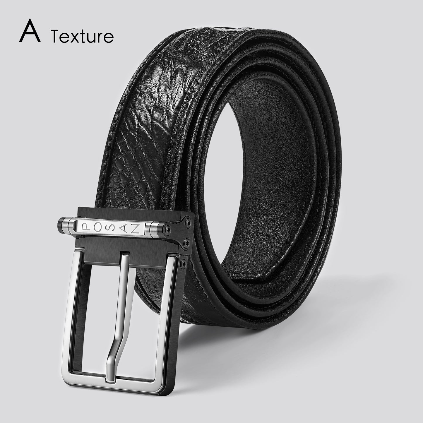 POSAN Belt PSB-002 Titanium Buckle Belt with Wild Cowhide – Bold Texture & Timascus Options