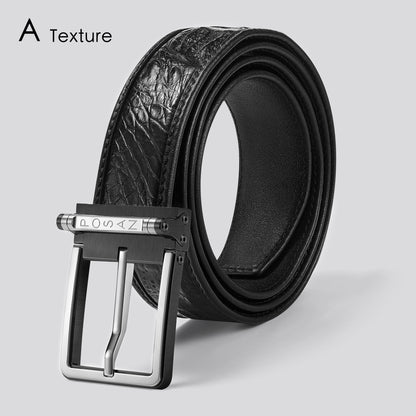 POSAN Belt PSB-002 Titanium Buckle Belt with Wild Cowhide – Bold Texture & Timascus Options