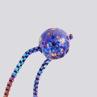 POSAN Necklace PSP-001 3D Titanium Planet Pendant with Anodized Gradient Finish & Matching Titanium Chain