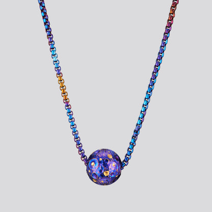 POSAN Necklace PSP-001 3D Titanium Planet Pendant with Anodized Gradient Finish & Matching Titanium Chain