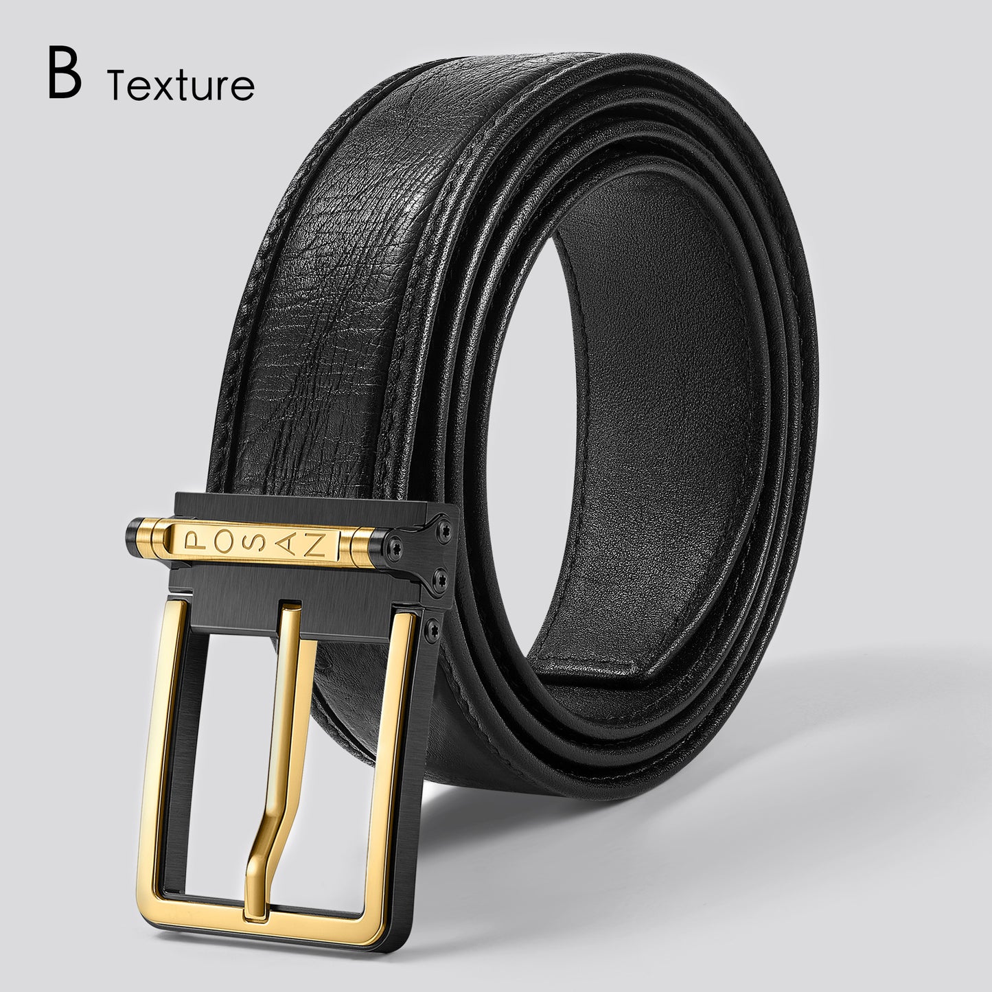 POSAN Belt PSB-002 Titanium Buckle Belt with Wild Cowhide – Bold Texture & Timascus Options