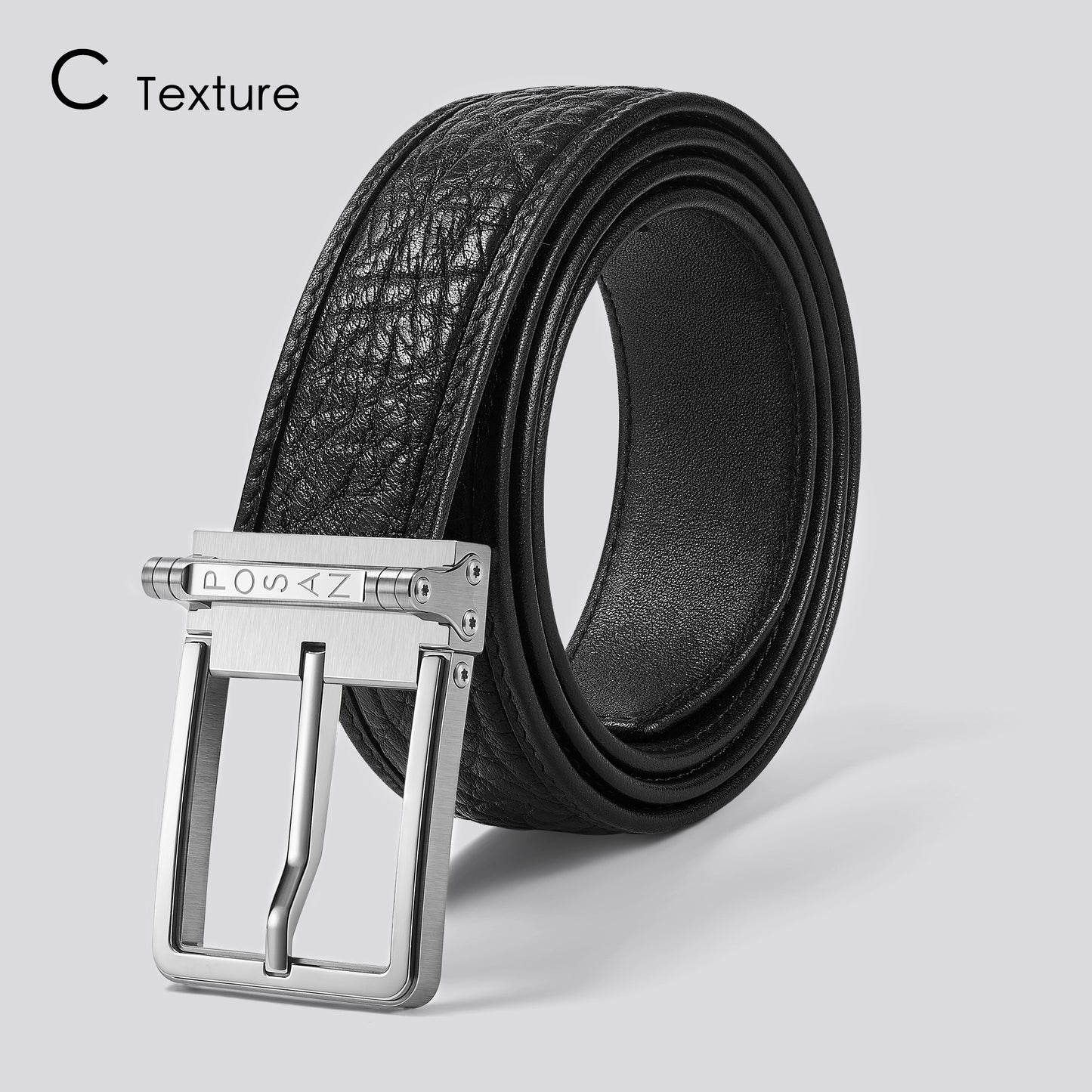 POSAN Belt PSB-002 Titanium Buckle Belt with Wild Cowhide – Bold Texture & Timascus Options