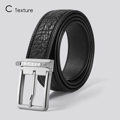 POSAN Belt PSB-002 Titanium Buckle Belt with Wild Cowhide – Bold Texture & Timascus Options