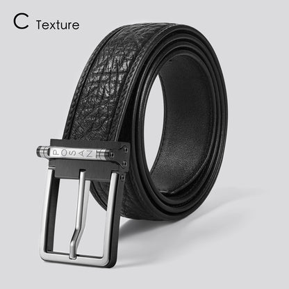 POSAN Belt PSB-002 Titanium Buckle Belt with Wild Cowhide – Bold Texture & Timascus Options