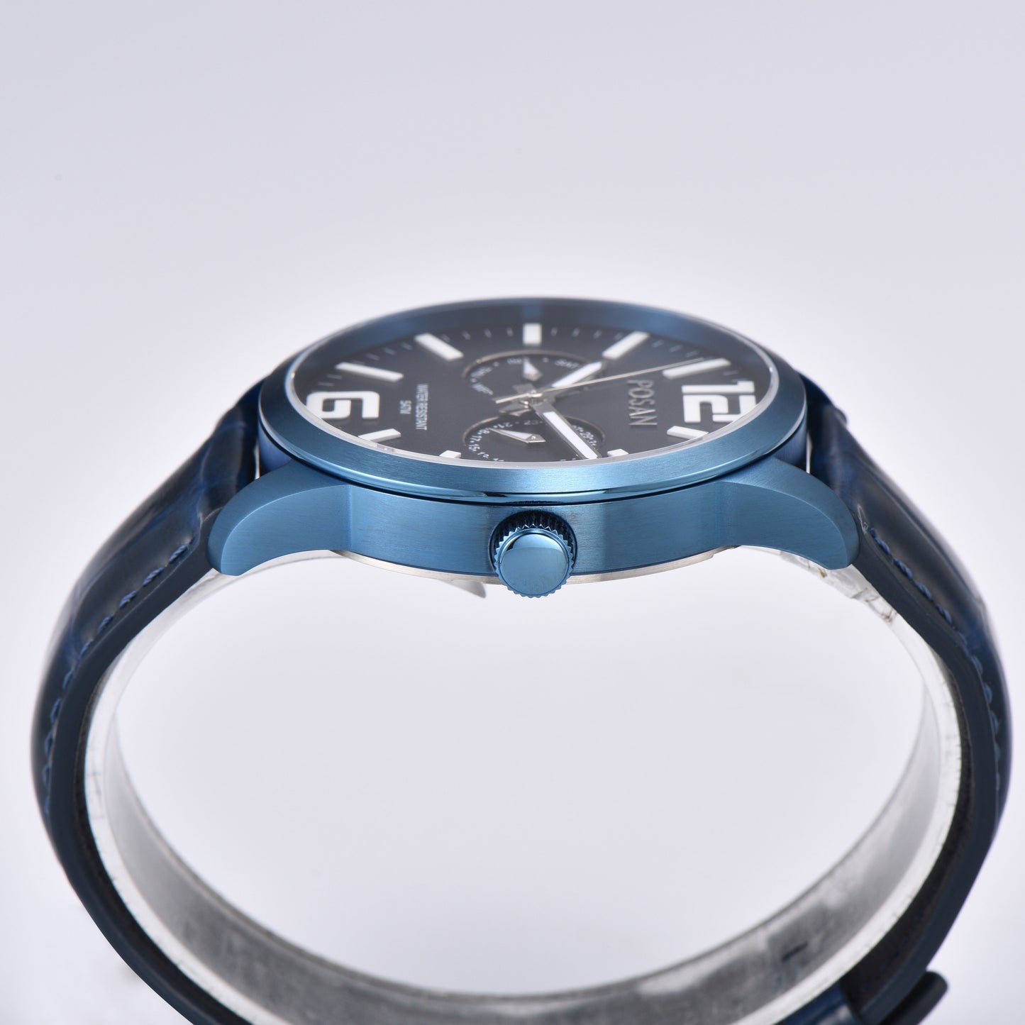 POSAN Watch PSW-005G Dual-Eye Titanium Alloy Watch with Spherical Sapphire Crystal, Calendar Display & Ultra-Light Design
